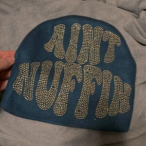 “Ain’t Nuffin” Rhinestone decorated blue/silver winter hat